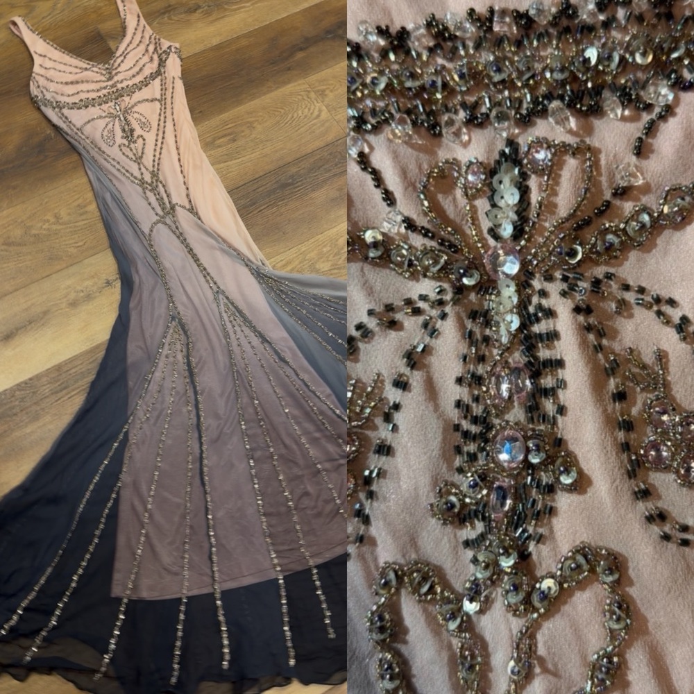 Vintage Y2K 100% Silk Beaded Dress Vintage Beaded Dress Prom Dress Sue Wong Prom - Picture 4 of 17